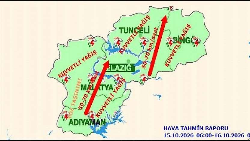 Malatya'da Kuvvetli Yağış Alarmı: Sel ve Su Baskını Uyarısı