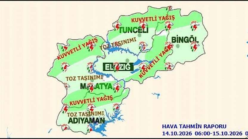 Malatya'da Kuvvetli Yağış ve Fırtına Uyarısı! Toz Taşınımına Dikkat