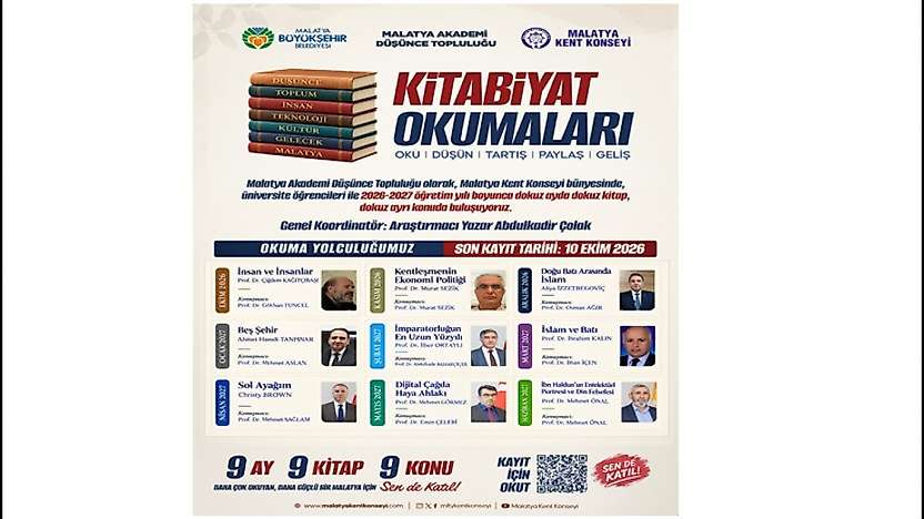Malatya'da Üniversite Öğrencileri İçin '9 Ay, 9 Kitap, 9 Konu' Programı Başlıyor