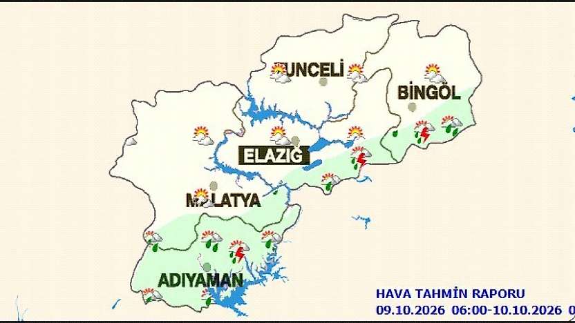 Malatya'nın güneyinde yağış var: Doğanşehir, Doğanyol, Kale, Pütürge ve Yeşilyurt