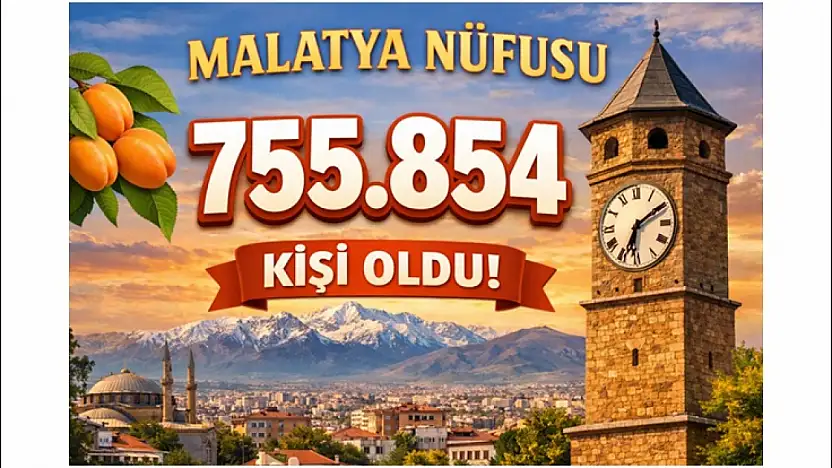 Malatya nüfusu 755 bin 854 kişi oldu.
