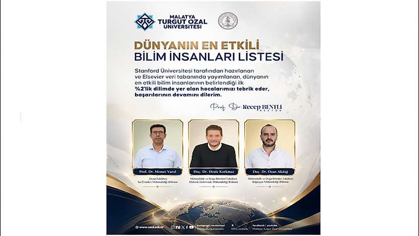 Malatya Turgut Özal Üniversitesi'nden Dünya Çapında Başarı: 3 Akademisyen İlk %2'de