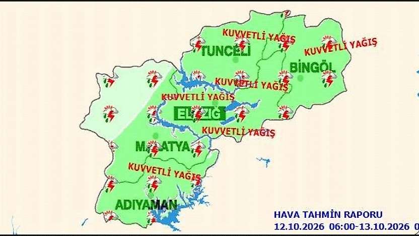 Malatya ve Çevre İller İçin Kuvvetli Yağış Uyarısı!