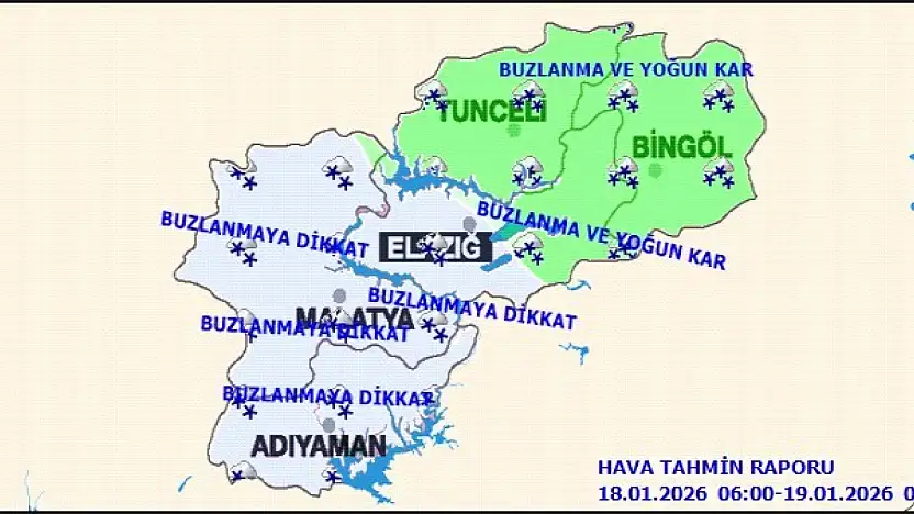 Malatya ve Çevresi İçin Kar, Don ve Çığ Uyarısı