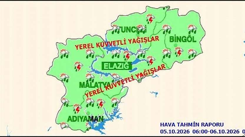 Malatya ve Çevresi İçin Kuvvetli Yağış Uyarısı!