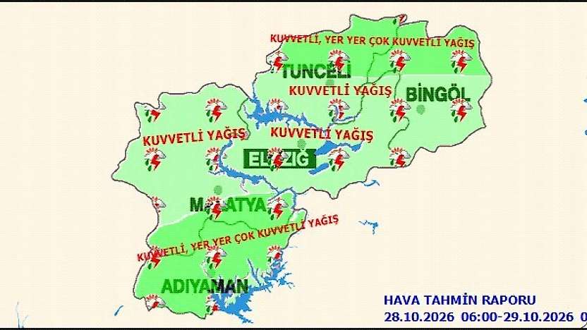 Meteoroloji'den Malatya İçin Kuvvetli Yağış Uyarısı! Güney İlçelerine Dikkat