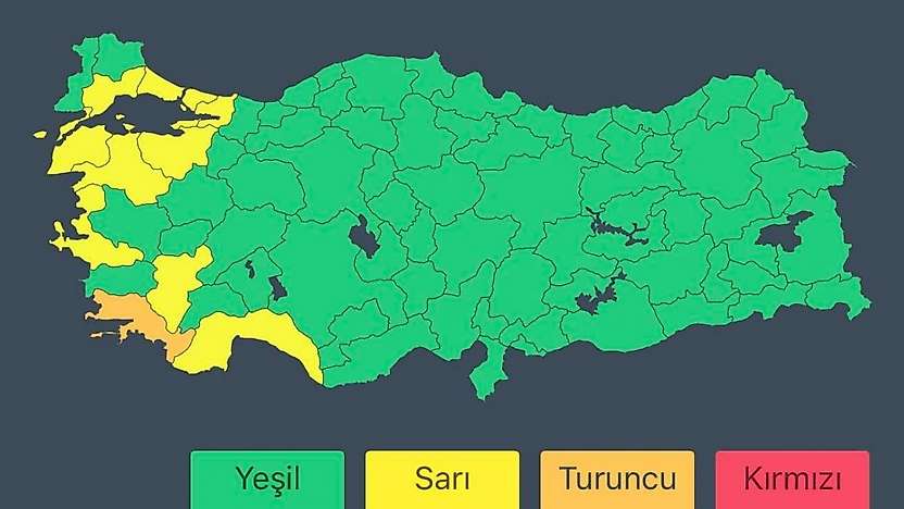 Meteorolojiden 11 il için sarı ve turuncu kodlu uyarı