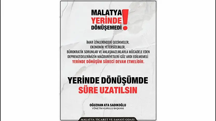 Sadıkoğlu: 'Bu şehir 16 ay imar bekledi, yerinde dönüşüm süresi uzatılmalıdır'