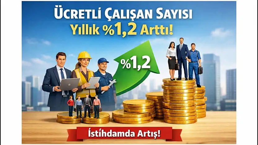Ülkemizde Ücretli çalışan sayısı yıllık %1,2 arttı.