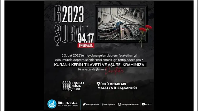 Ülkü Ocakları'ndan Deprem Şehitleri İçin Kur'an Tilaveti ve Aşure İkramı