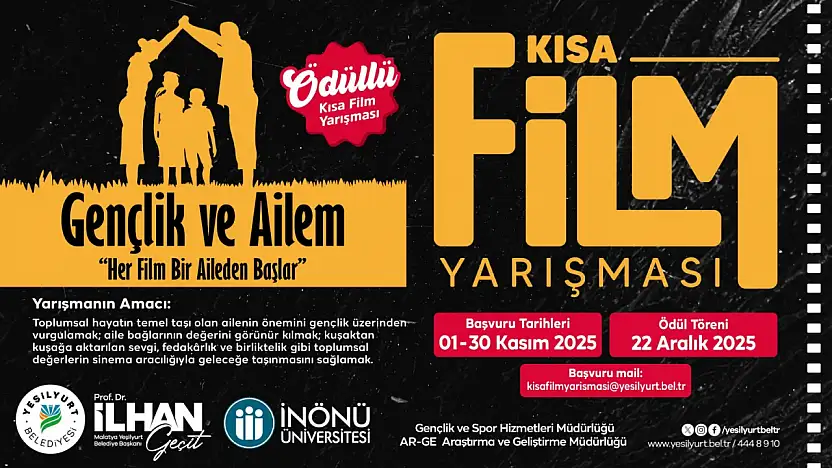 Yeşilyurt Belediyesi'nden 'Gençlik ve Ailem' Temalı Ödüllü Kısa Film Yarışması