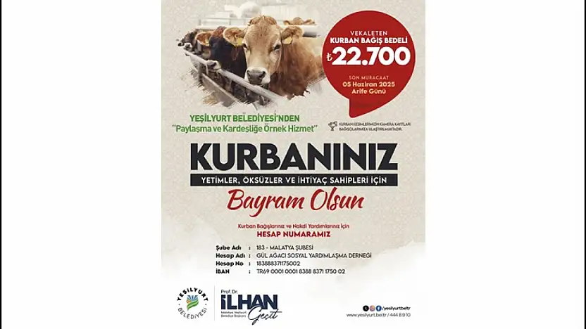 Yeşilyurt Belediyesi Yetim, Öksüz Ve İhtiyaç Sahipleri İçin 'Kurban Bağış' Hizmetini Başlattı