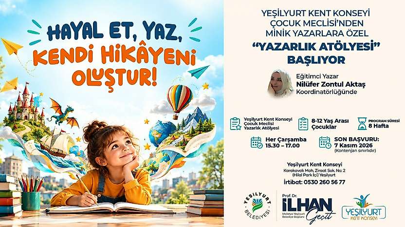 Yeşilyurt'ta Çocuklar İçin Yazarlık Atölyesi Başlıyor! Son Başvuru 7 Kasım