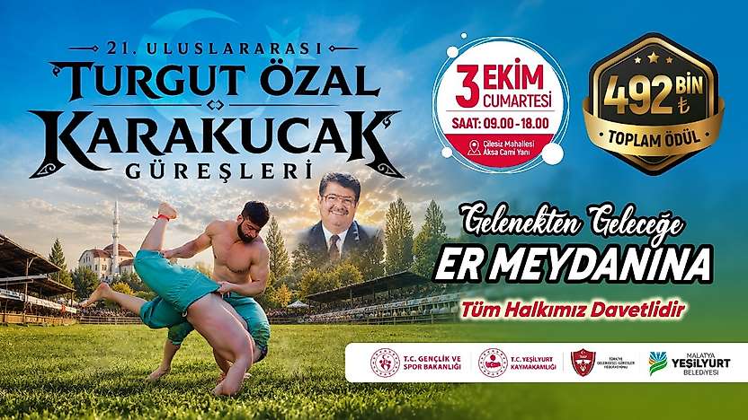 Yeşilyurt'ta Er Meydanı Kuruluyor: 21. Turgut Özal Karakucak Güreşleri Başlıyor