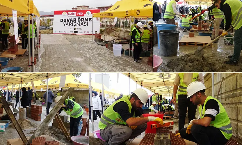 Geleceğin mühendislerinden kıyasıya duvar örme yarışması