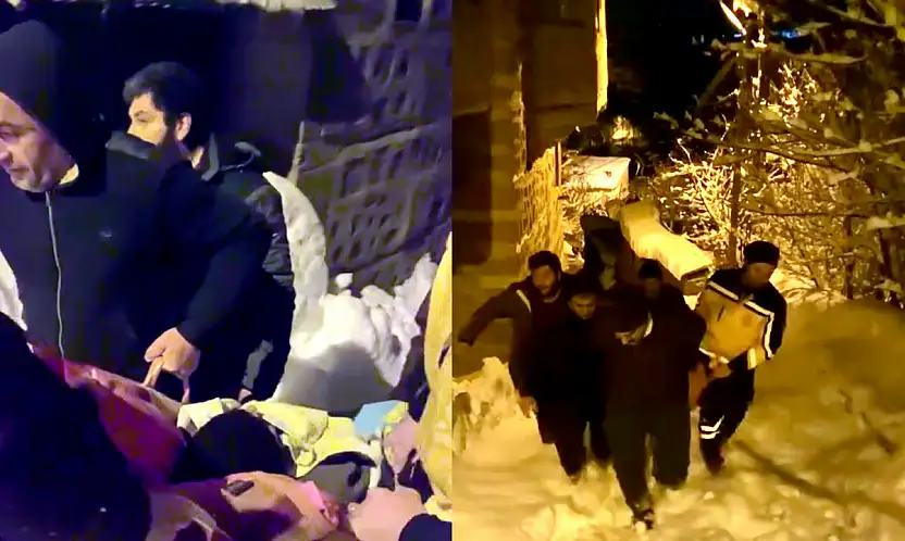 Karla Kapanan Yolda Hayat Mücadelesi: 82 Yaşındaki Hasta Ekiplerin Çabasıyla Hastaneye Ulaştırıldı