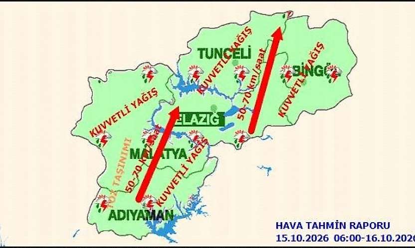 Malatya'da Kuvvetli Yağış Alarmı: Sel ve Su Baskını Uyarısı
