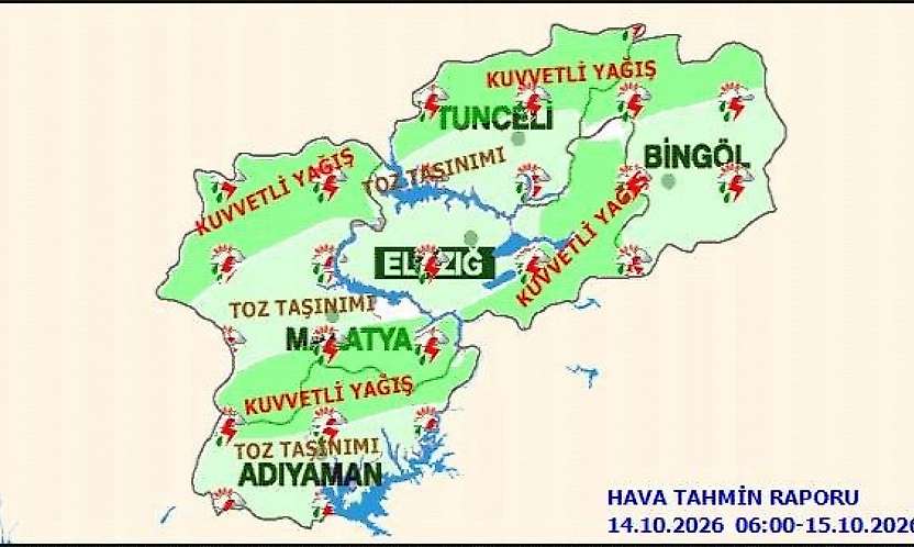Malatya'da Kuvvetli Yağış ve Fırtına Uyarısı! Toz Taşınımına Dikkat