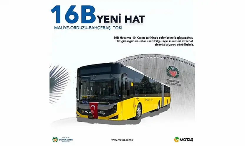 Malatya'da Ulaşım Ağı Genişliyor: 16B Hattı 10 Kasım'da Devrede