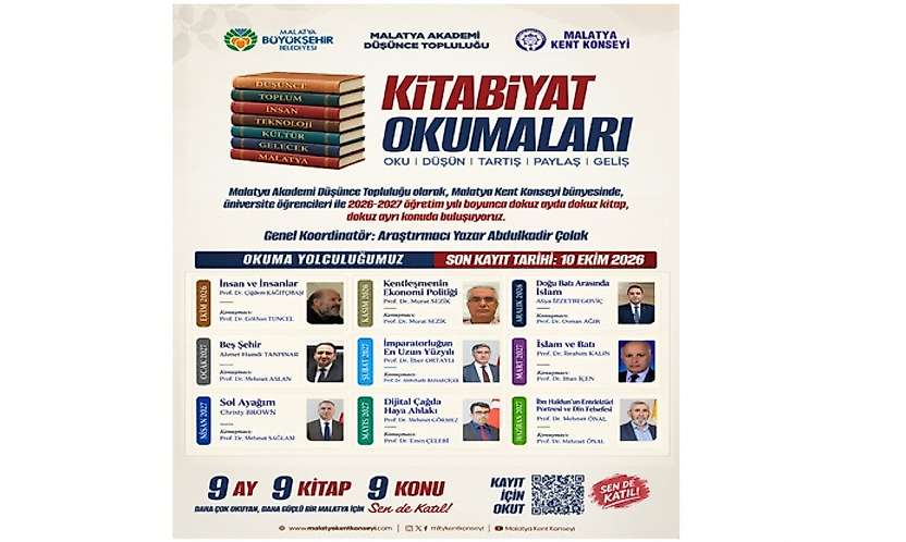 Malatya'da Üniversite Öğrencileri İçin '9 Ay, 9 Kitap, 9 Konu' Programı Başlıyor