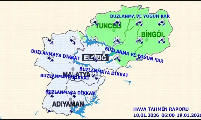 Malatya ve Çevresi İçin Kar, Don ve Çığ Uyarısı