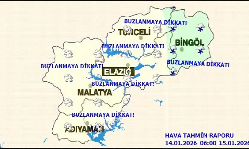 Malatya ve Çevresinde Don, Buzlanma ve Çığ Uyarısı