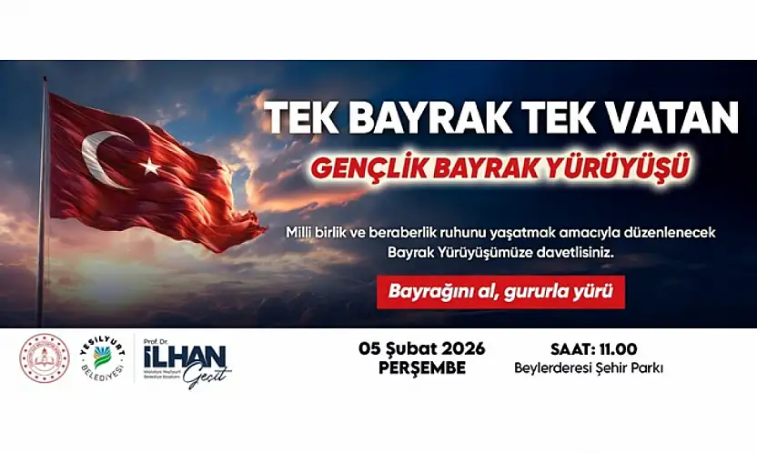 Yeşilyurt'ta 'Tek Bayrak, Tek Vatan' Yürüyüşü
