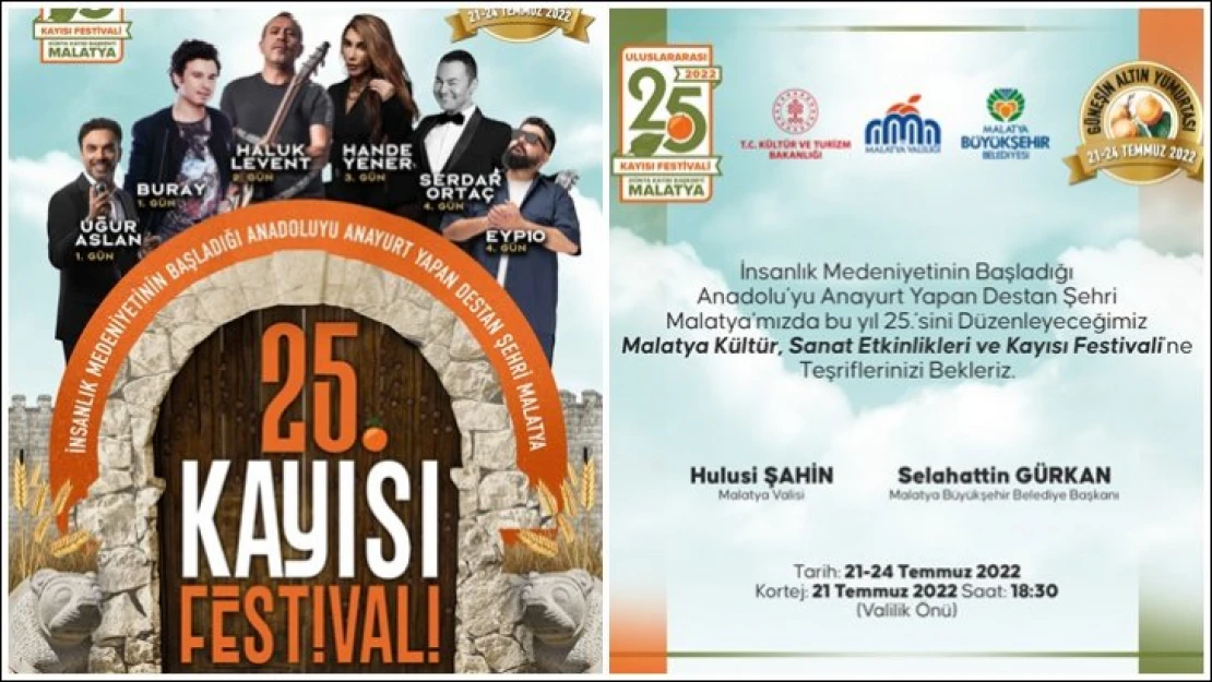 25'inci Uluslararası Kültür Sanat Etkinlikleri Ve Kayısı Festivali Start Alıyor