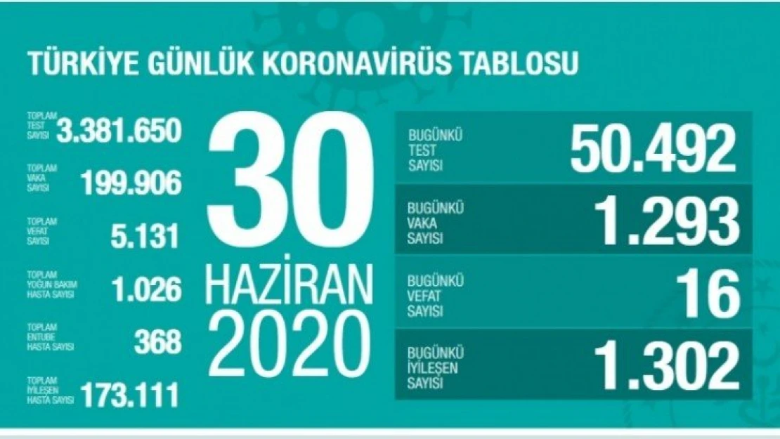 30 Haziran koronavirüs tablosu