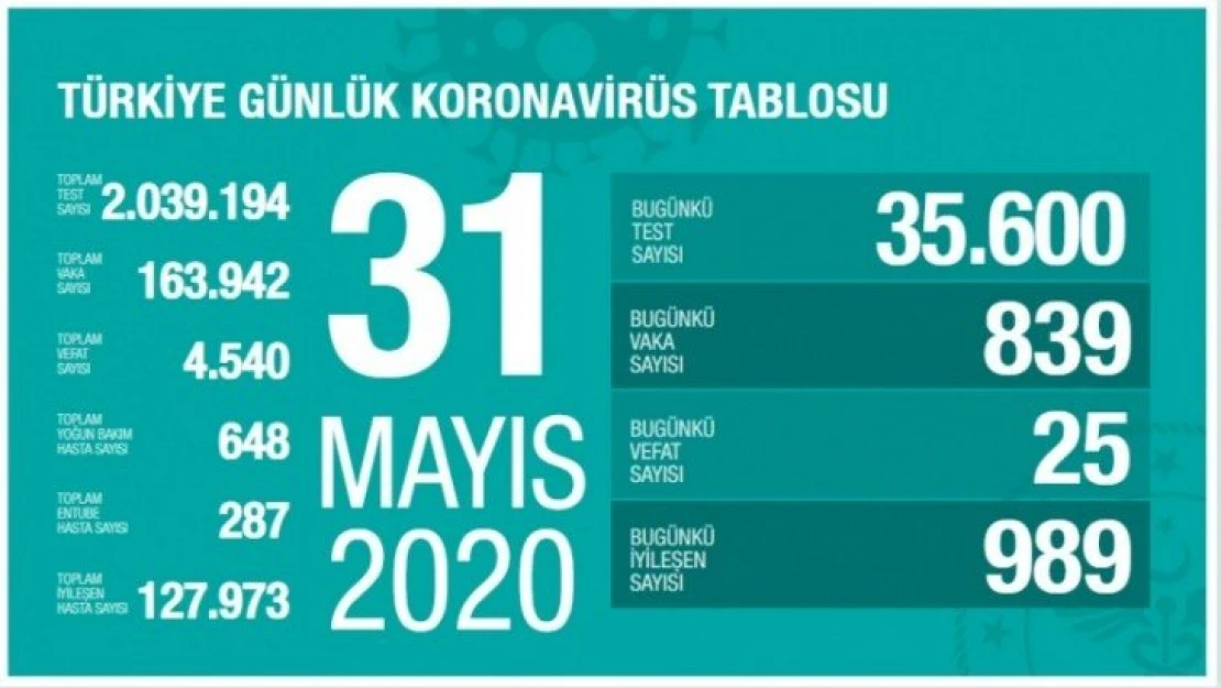 31 Mayıs koronavirüs tablosu! Vaka, ölü sayısı ve son durum açıklandı