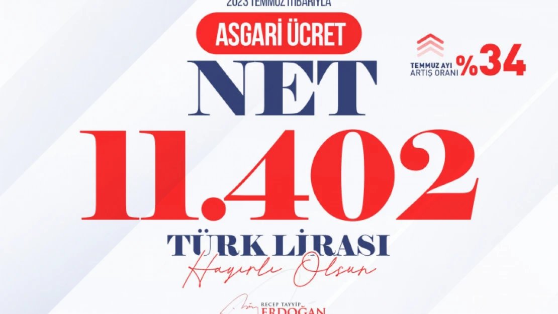 Asgari ücrete yüzde 34 zam