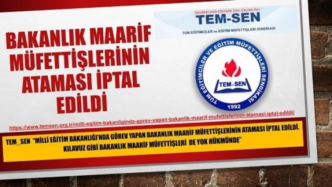 Bakanlık Maarif Müfettişlerinin Ataması İptal Edildi