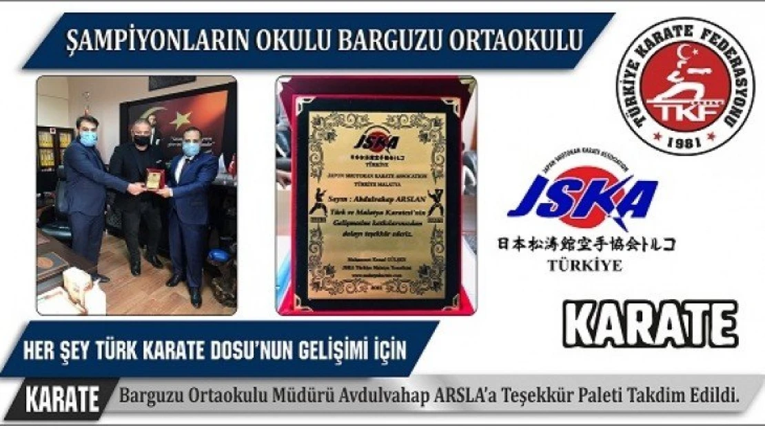 Barguzu Ortaokuluna Başarı Plaketi