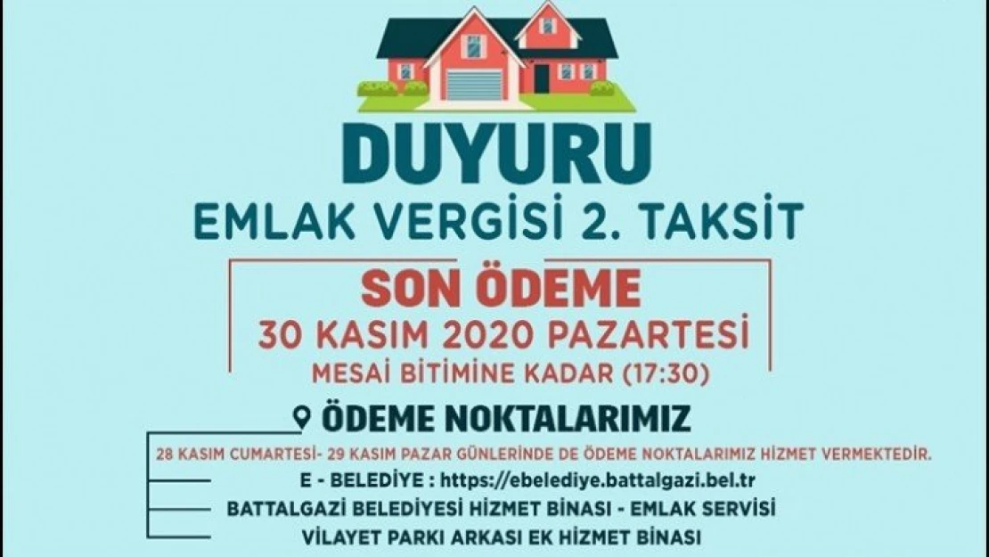 Battalgazi Belediyesi'nden Vergi Uyarısı