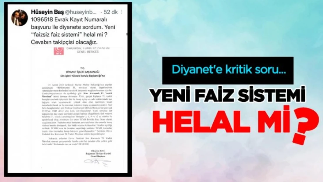 BTP'den Diyanet'e resmi soru...