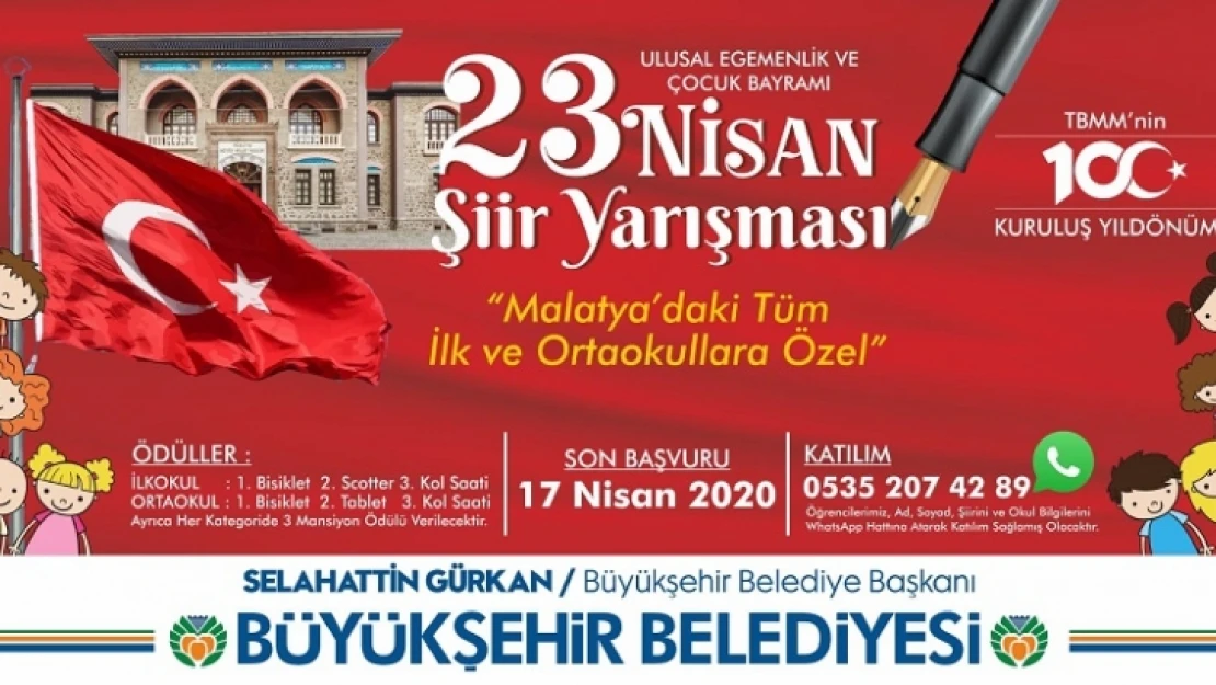 Büyükşehir'den  23 Nisan Şiir Yarışması