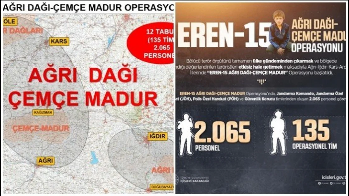 Eren-15 Ağrı Dağı-Çemçe Madur Operasyonu Başlatıldı