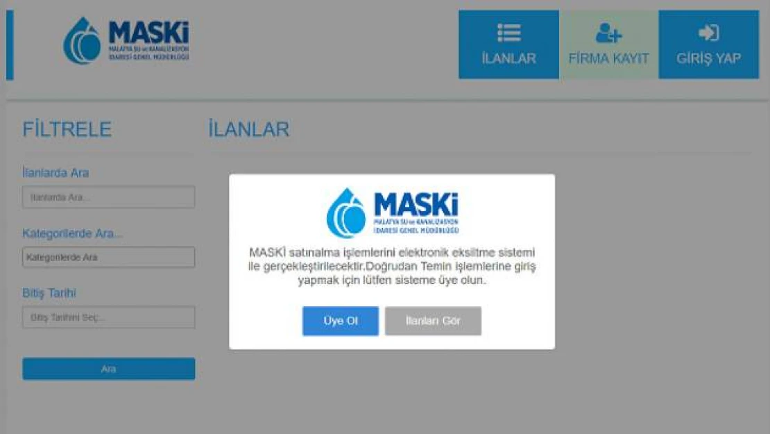 MASKİ, Elektronik Eksiltme Sistemiyle Alımlara Başladı