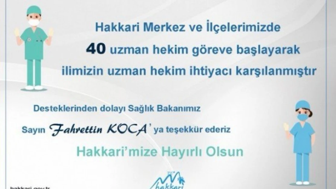 Hakkari'ye 40 yeni uzman hekim