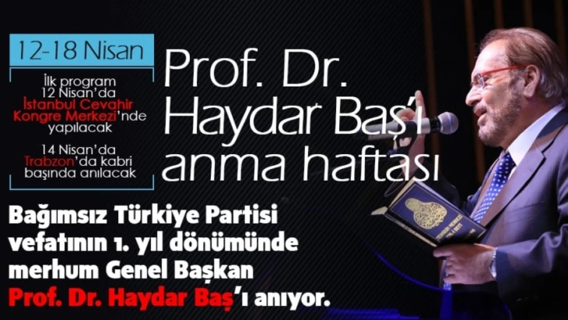 Haydar Baş Ölüm Yıldönümünde Anılacak