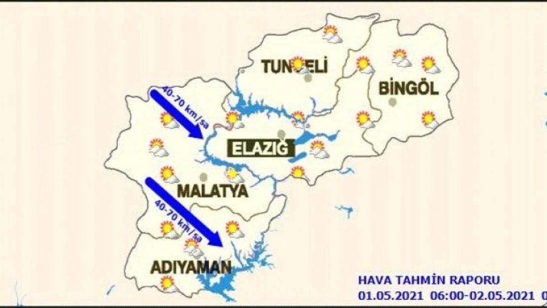 Malatya'da yer yer kuvvetli rüzgar