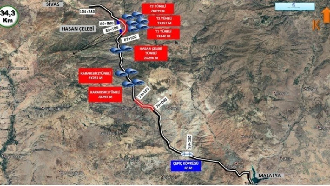 Malatya ile Sivas'ın ulaşımını rahatlatacak yol tamamlandı