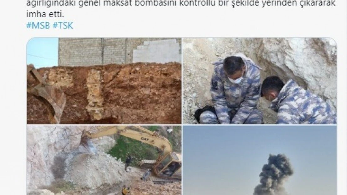 Mehmetçik MK-84 tipi 1 ton ağırlığında genel maksat bombası buldu.