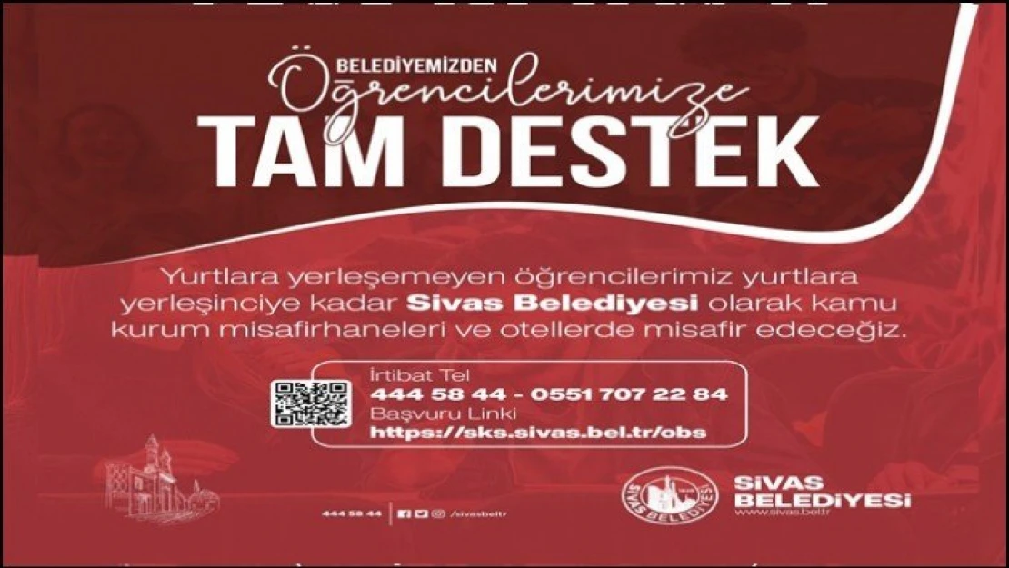 Sivas Belediyesi'nden Öğrencilere 'Tam Destek' kampanyası.