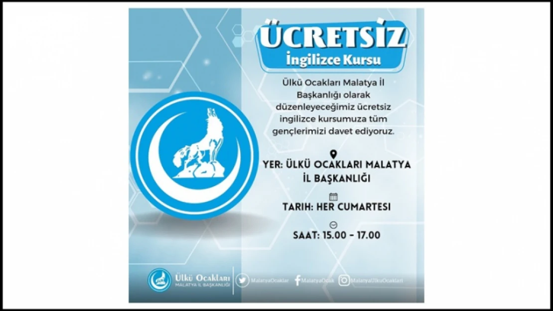 Ülkü Ocakları Malatya İl Başkanlığından Ücretsiz İngilizce Kursu