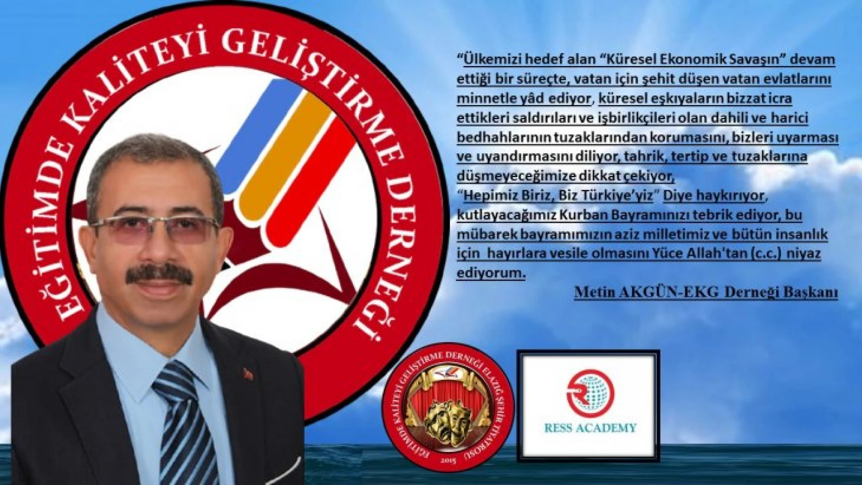 EKG Derneği Başkanı Akgün'den 'Kurban Bayramı' kutlama mesajı