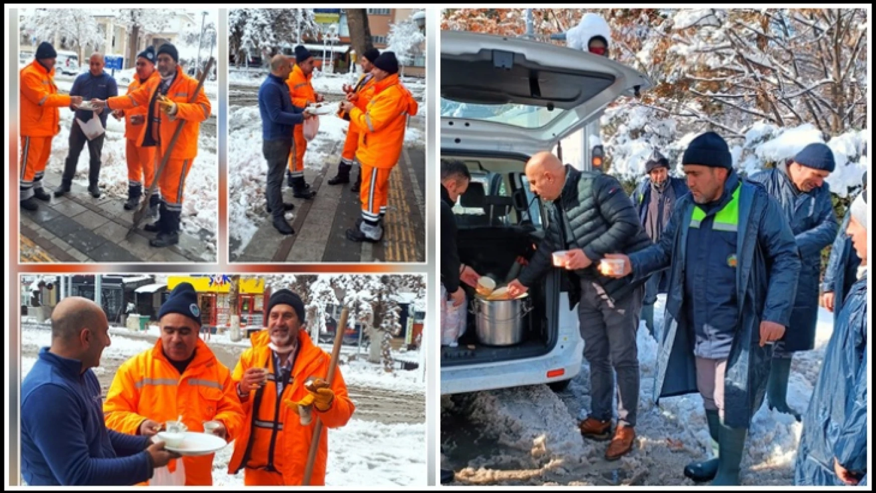 Esenlik Ve Belsos'dan kar çalışmalarına devam eden görevlilere çorba ve çay ikramında bulundu