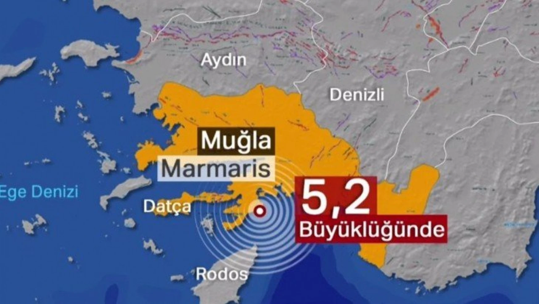 Marmaris'te 5,2 şiddetinde korkutan deprem