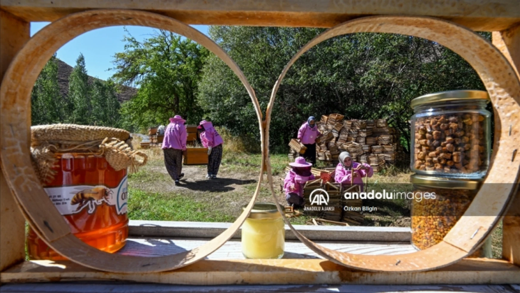 Pembe kıyafetli kadınlar 2 bin 800 rakımlı yaylada bal hasadına başladı