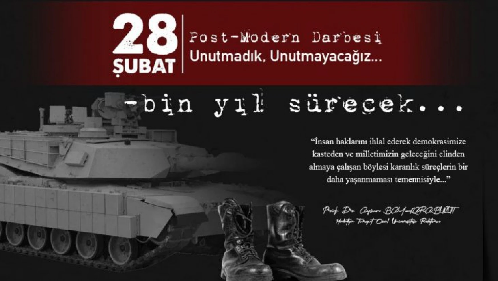 Rektör Karabulut'un 28 Şubat Post Modern Darbesi'nin 25. Yıl Dönümü Mesajı